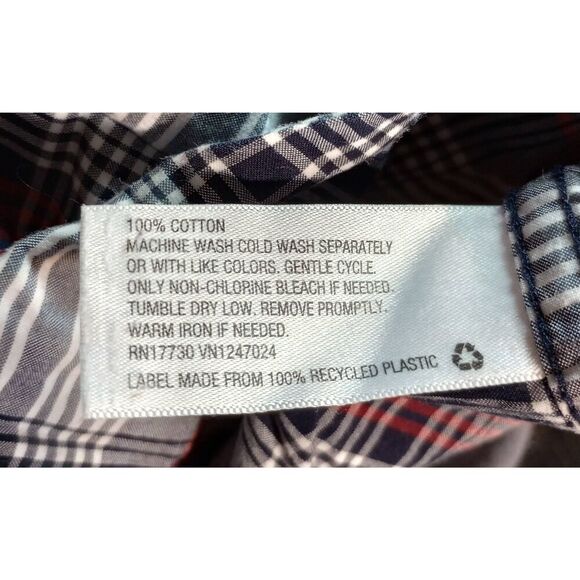 GoodFellow and Co Shirt Men's Extra Extra Large Navy Red Button Front Long Sleev - Picture 7 of 8